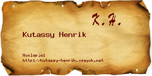 Kutassy Henrik névjegykártya